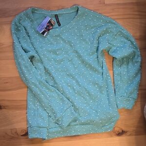 Crazy Train Mint Sweater with White Accents